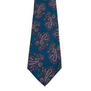 JG Hook Blue Purple Paisley 100% Silk Mens Tie Necktie
